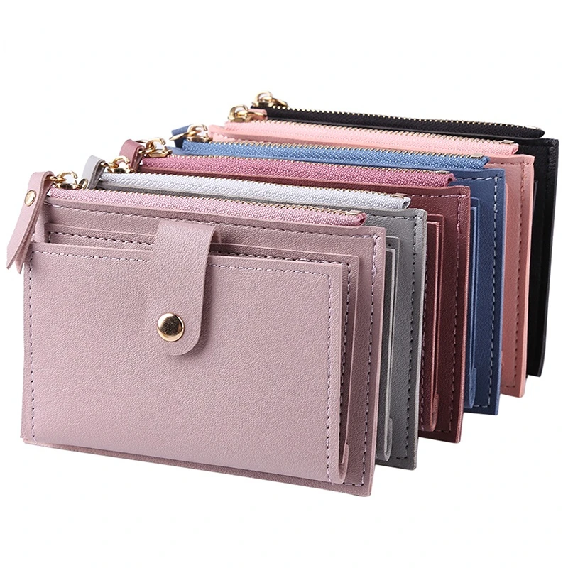 Women Wallets PU Leather Female Purse Mini Hasp Solid Multi-Cards Holder Coin Short Wallets Slim Small Wallet Zipper Hasp 4