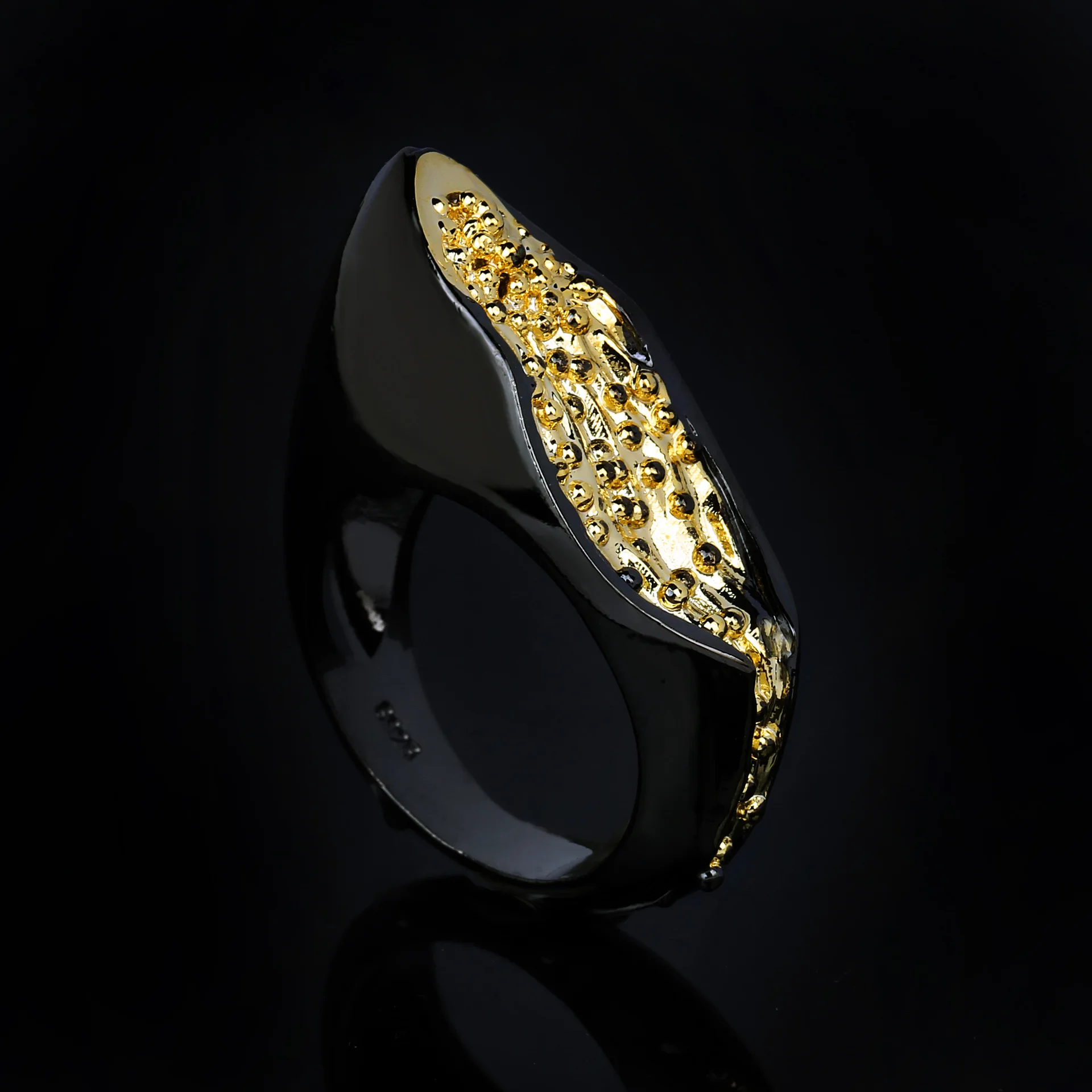 925 Silver Women's Ring Black Gold Two-tone Geometric Simple Ring Irregular Black Gold Jewelry Party Jewelry