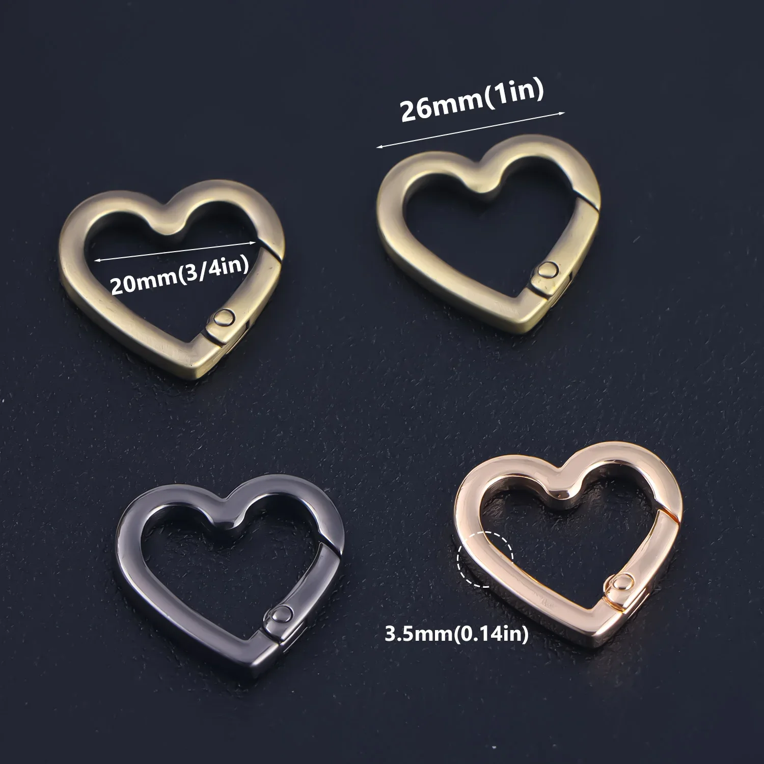 Metal heart shape spring clasps 5Pcs for keychain bag dog chain