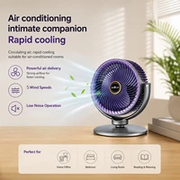 Ventilateur de sol 2-en-1 moderne avec 5 vitesses, puissant flux d'air, ventilateur sur pied USB portable pour la maison, la chambre et le bureau 3