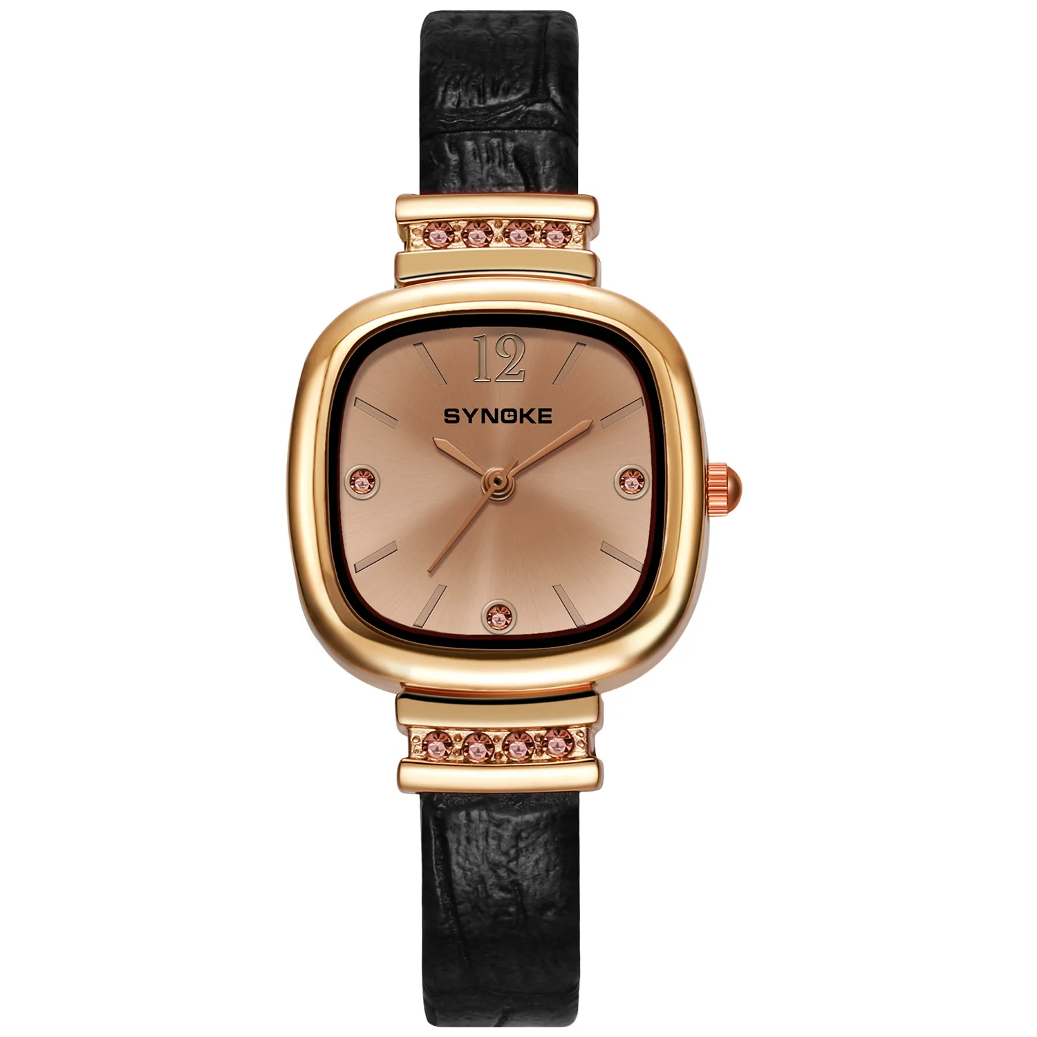 

Elegant Women Watch Alloy Case SYNOKE Luxury Ladies Fashion Brand Wristwatch Japan Movement Leather Strap For Female Girlfriend