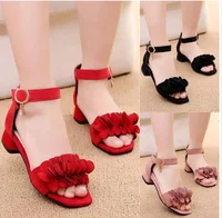 Summer Kids Leather Girls Wedding Dress Shoes Children Princess Flower Sandals For Girls Casual Dance Flat Sandals 1
