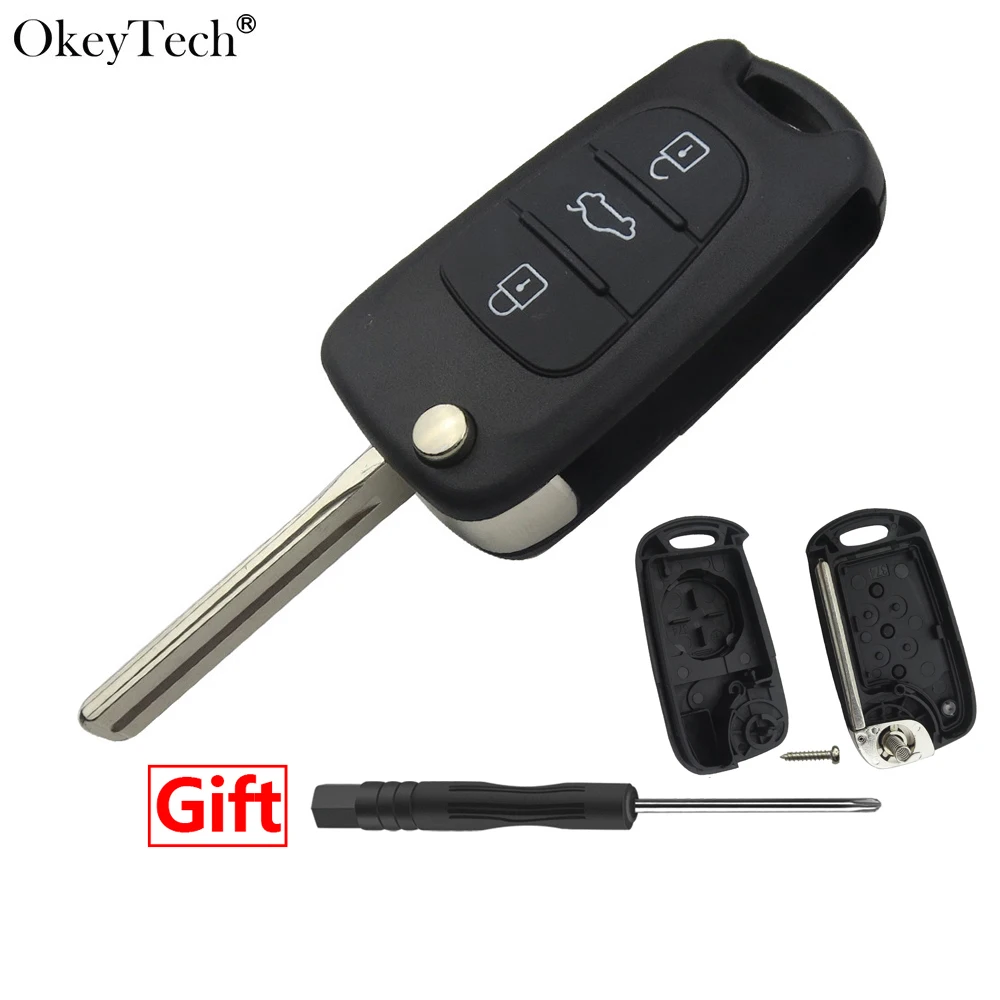 Okeytech3ButtonReplacementCarRemoteFlipKeyShellForHyundai