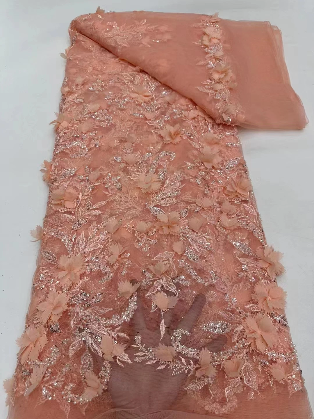 

DUOFEIYA Heavy Beaded African Lace Frabric 2024 High Quality French Tulle Lace Sequins Embroidered Lace Fabric for Wedding Dres