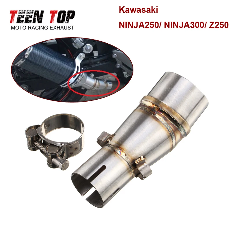Motorcycle Exhaust Middle Pipe Muffler Link Escape Exhaust Adapter For Kawasaki NINJA250 NINJA300 Z250 2013-2016 Moto Elbow