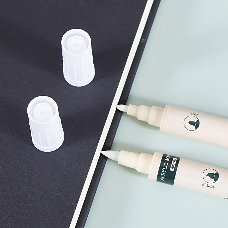 12Pcs Art Dual Tip Acrylic White Paint Marker Pens, Medium Tip, Suitable For Rock Painting, Stone, Glass, DIY Process Paint Set 4