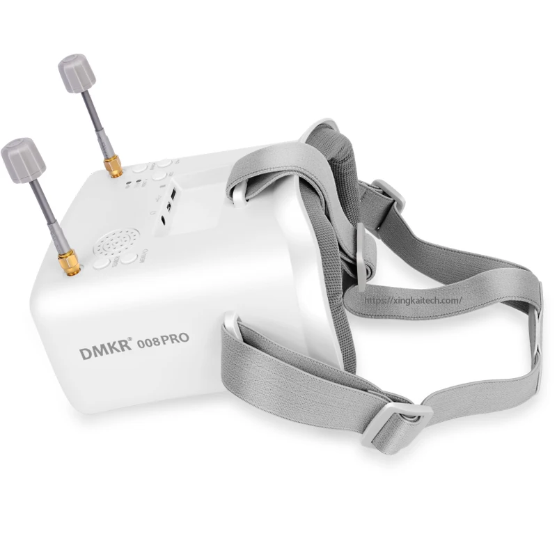 Détail des commandes et molettes des lunettes FPV 008D PRO pour drone de course