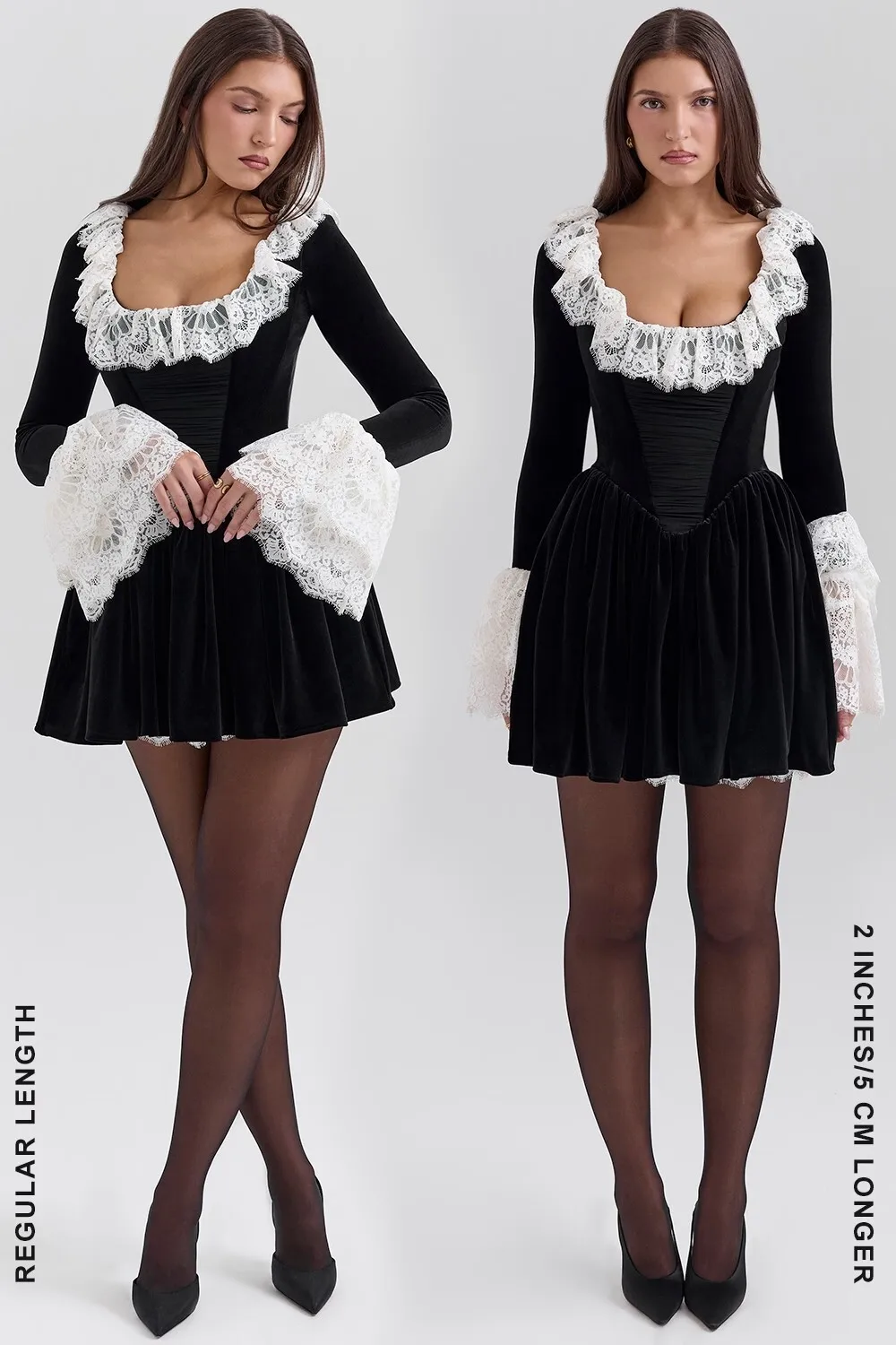 Sexy Square Neck Lace Velvet PatchWork Bodycon Dress For Women Elegant Autumn/Winter Long Sleeved Pleated Slim Vestido