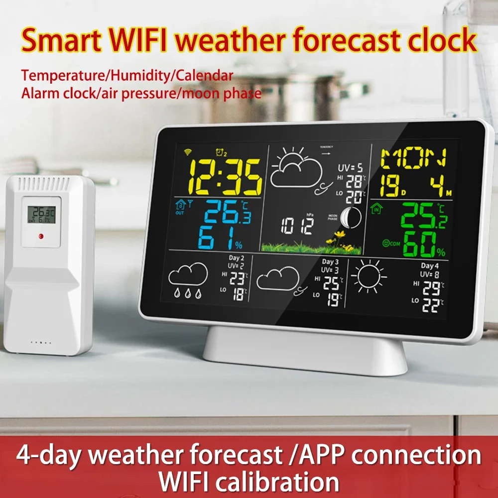 WiFi Intelligent Weather Clock LCD Color Screen Wireless Thermometer