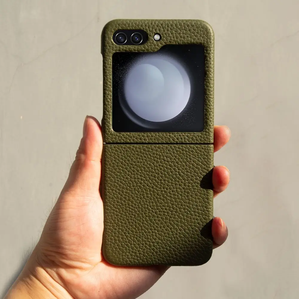 Enhanced Product Title: Luxurious Litchi Pattern Genuine Leather Flip Case