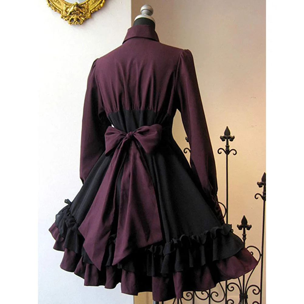 Lolita Dress Women Medieval Vintage Gothic Long Sleeves Ruffle