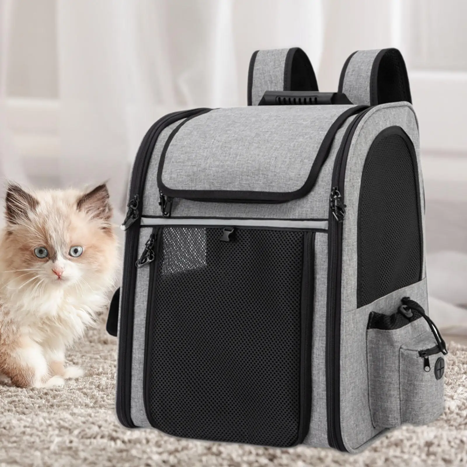 Dog Backpack Carrier Breathable Mesh Large Capacity for Small Dogs and Cats Lightweight Expandable Walking Traveling Hiking