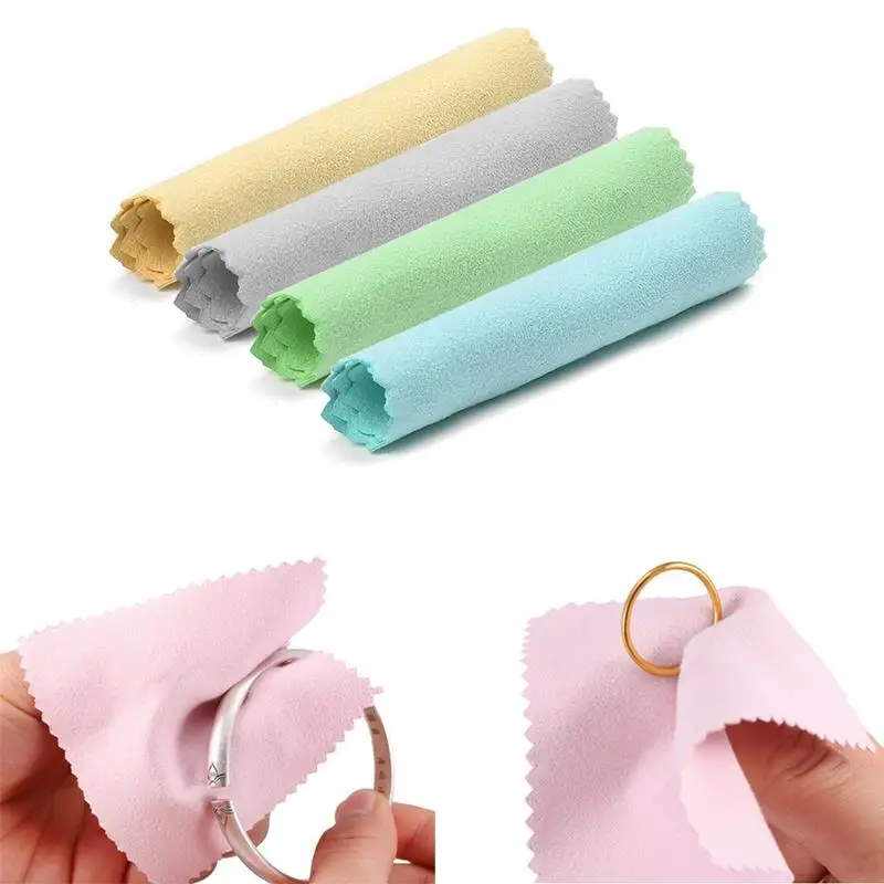 50pcs 식기 연마 천 소프트 청소 연마 천 깨끗한 닦아 닦아 실버 쥬얼리 도구 장비