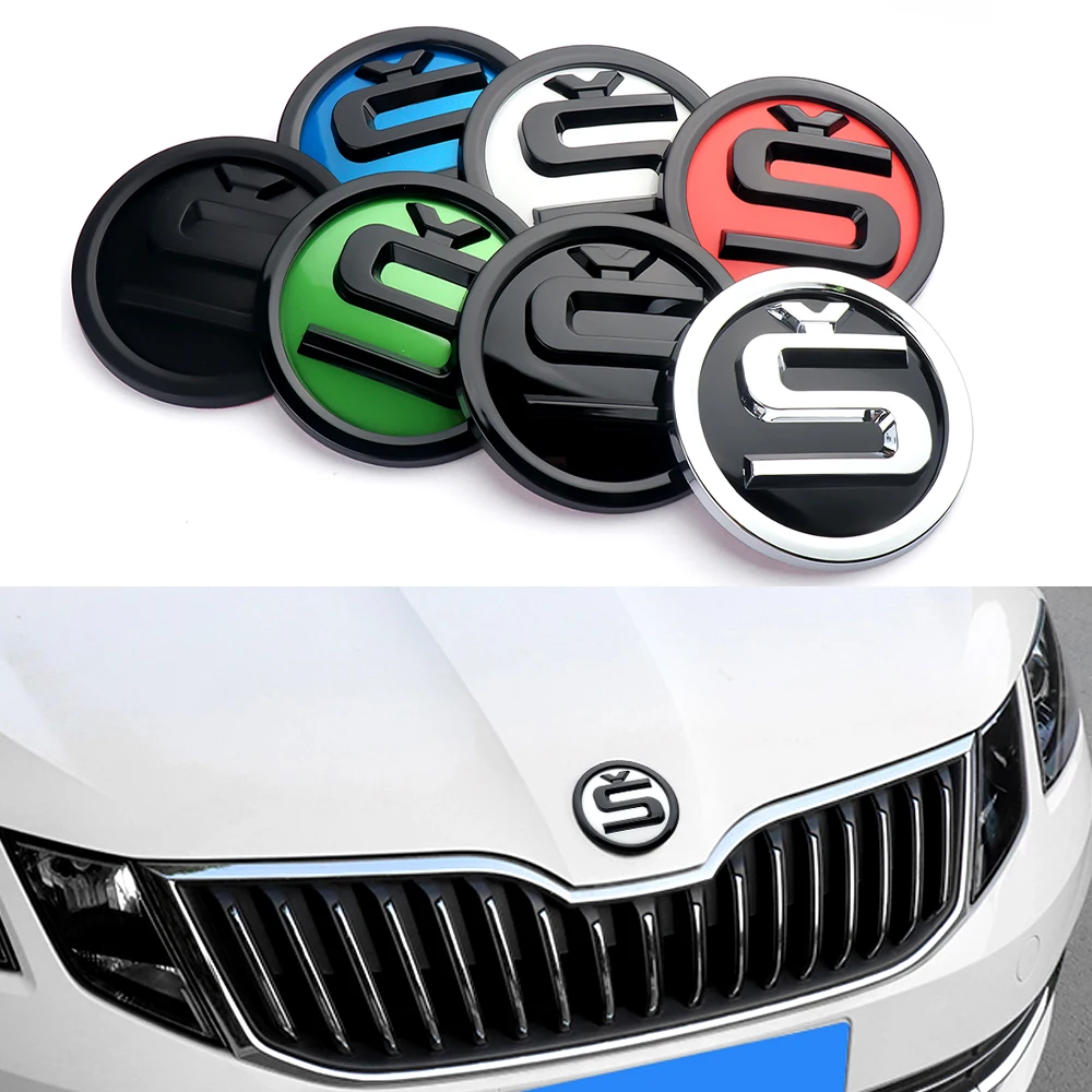 ABS 80/90mm S Badge Car Front Hood Trunk Emblem Sticker For