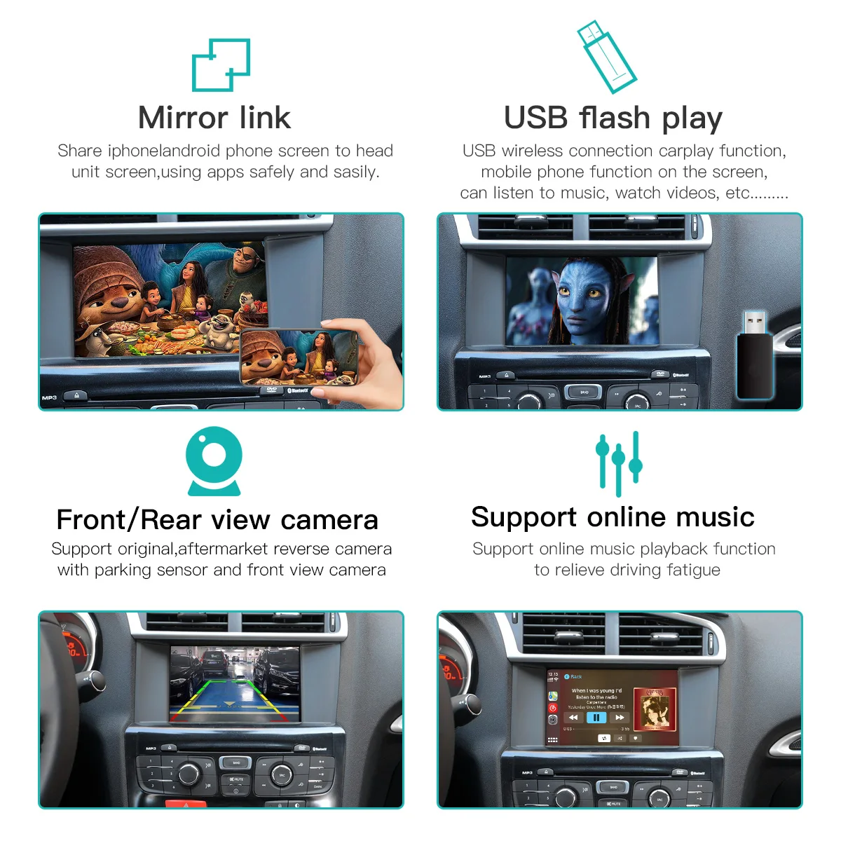  Carplay ȵ̵ ڵ ξ ŰƮ Cristaux SMEG Picasso C4 C5 DS4 DS3 DS5 308 508 5008 3008 ׼ Ƽ̵