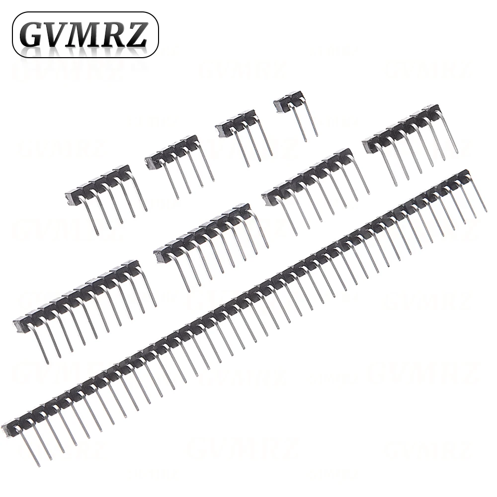 10PCS 1X/2/3/4/5/6/8/10/40 PIN Einreihige Rechtwinklig MÄNNLICHE PIN HEADER 2,54 MM PITCH Streifen Stecker Buchse 3p/4p/6p/8p/20p/40p – Detail 2