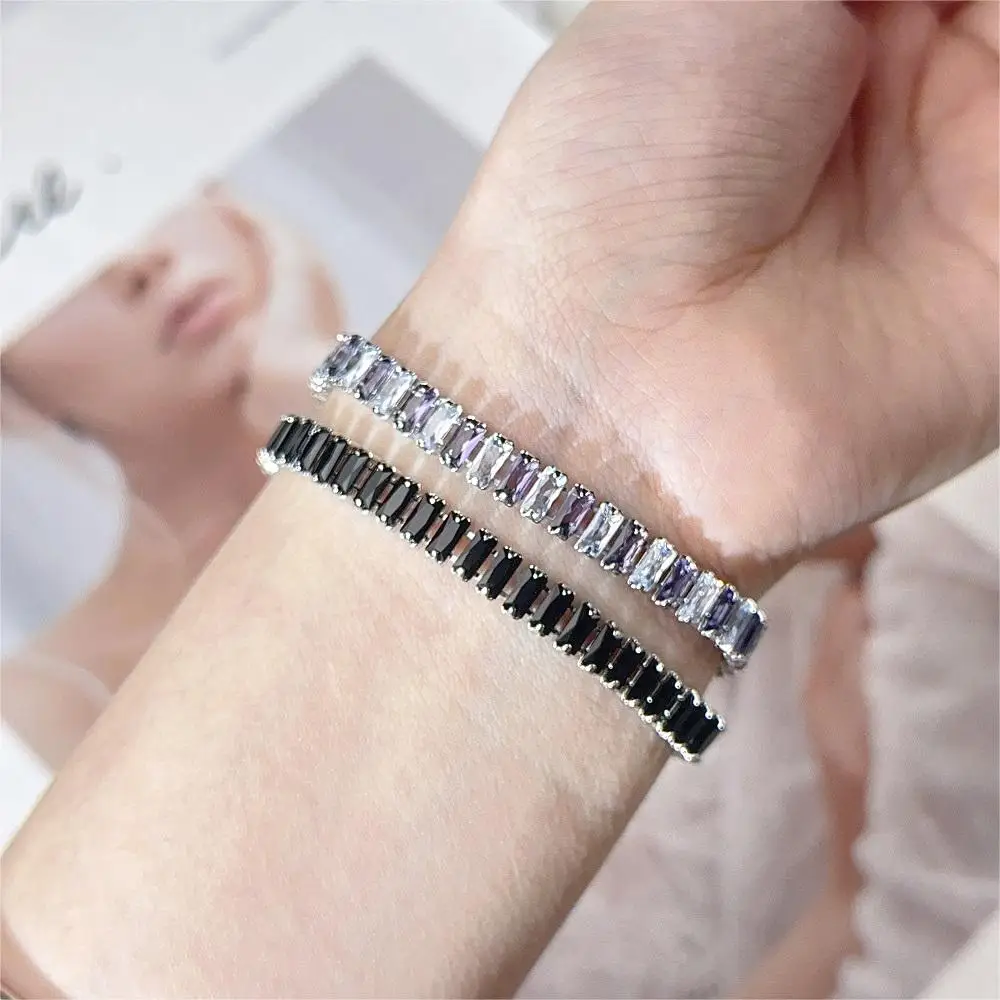 2,5 X5mm Rechteck Kristall Tennis Armbänder Bunte Zirkon Verstellbare Falten Schnalle Kette Auf Hand Partei Klassische Mode Schmuck – Detail 13