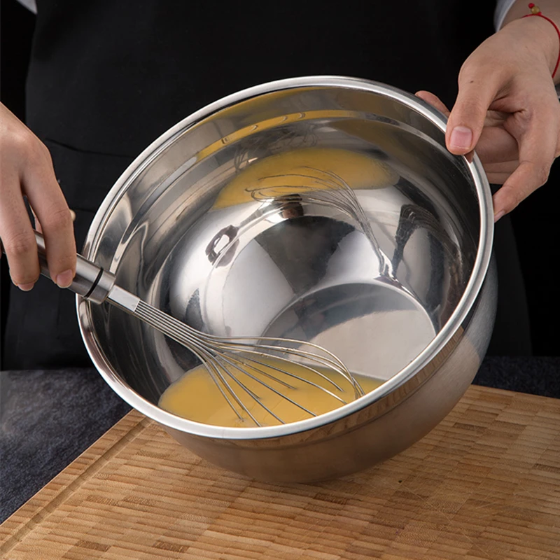 Description Picture 4 of itemStainless Steel Salad Mixing Bowl with Lid Fruit Vegetable Dough Basin Egg Beater Bowls Food Container Kitchen Utensil