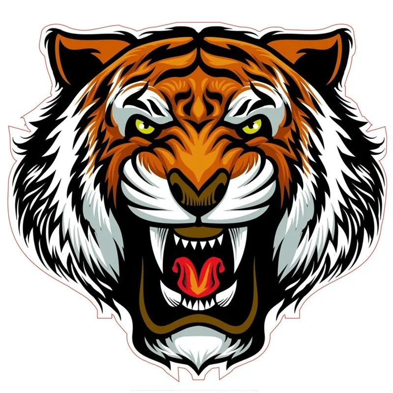 Car Sticker Evil Tiger Colorful Personality Sunscreen Decal for Laptop Motorcycle Auto Accessories Decoration PVC,15cm*15cm