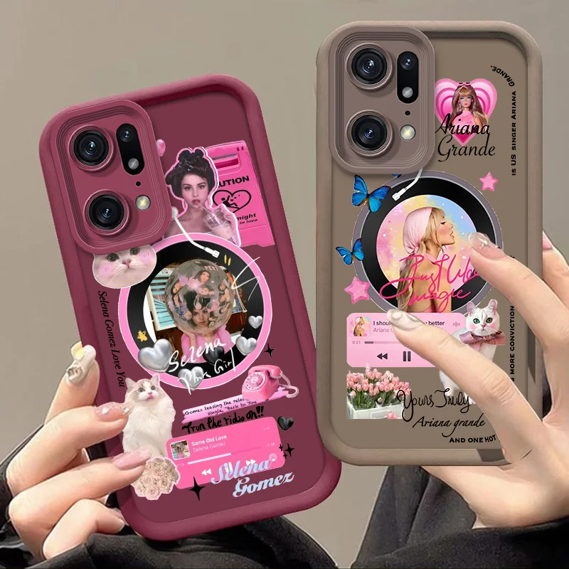 Pink Record Fbshion Per Oppo Reno 5 6 7 8 10 7Z 8T Pro Plus Trova X3 X5 Pro 4G 5G Eyes Ladder Phone Case Cover Funda In Silicone