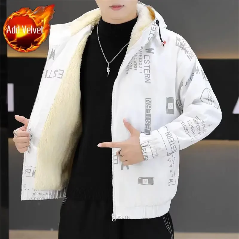 thumbnail image 1 of Chaquetas de plumón con estampado de parkas para hombre, abrigo acolchado con capucha y acolchado, promoción de invierno, ropa ligera y cálida de Corea del frío, 1 of 5