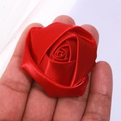 Set of 10 Large Rose Fabric Flowers for Creative DIY Accessories and Decorations (Wine red)