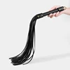 60CM PU Leather Horse Whip,Handmade Suede Flogger Bull Whip Cowhide Horse Riding Whip Handle with Iron Hoop 1