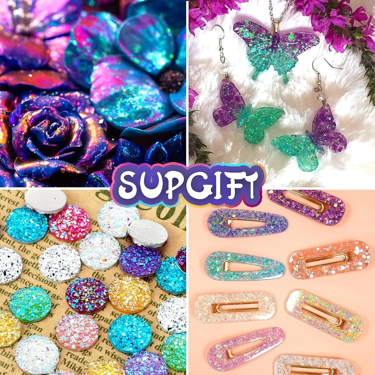 12 Colors Holographic Sequins Glitter Powder for Nails Nail Art Kits 3D Glitter Metallic Shining Flakes Acrylic Powder Decor