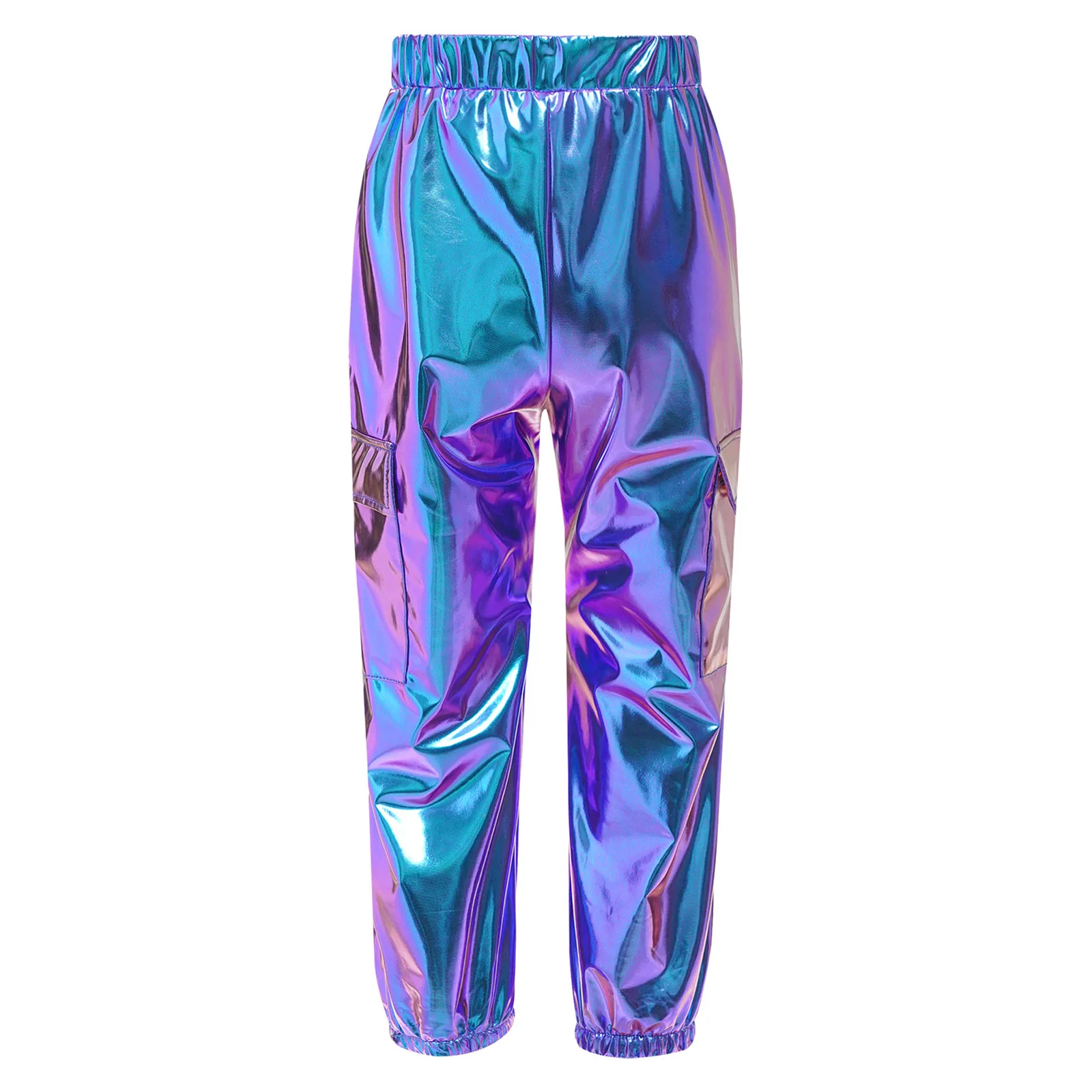 Jungen Mädchen Hip Hop Jazz Street Dance Hosen Mode Metallic Glänzenden Elastischen Bund Hosen Skateboard Leistung Kostüm – Detail 10