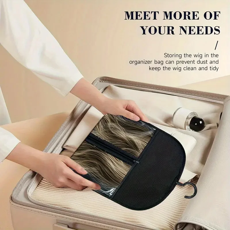 6pcs Long Hair Extensions Storage Bag Non-Woven Dust Proof Wigs Carrier Bags With Plastic Hanger for Carrying aspects