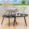 Round Metal Outdoor Side Coffee Table for Outside Patio, Black Coffee Tables 2