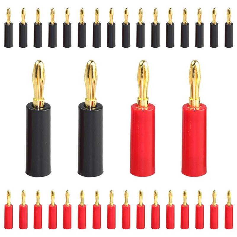 

10/40/200PCS 4mm Gold Plated Speaker Banana Connector Horn Speakers Banana Plug for Audio Video Speaker Cable Adapter