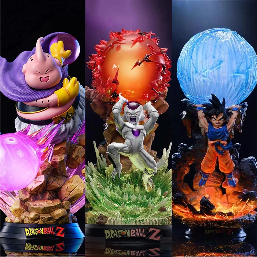 

24cm Dragon Ball Z Figure RP WCF Son Goku Frieza Majin Buu Action Figure Lightable PVC Anime Collection Model Toys Gift