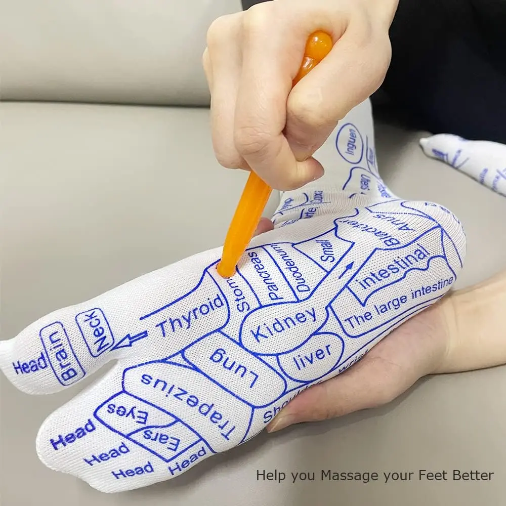 Foot Massage Acupressure Socks Physiotherapy Massage Relieve Tired Feet Reflexology Socks Foot Point English Illustration