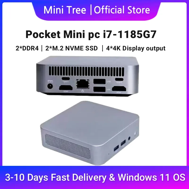 11th Gen Office Mini PC Core i7 1185G7 Windows 11 Desktop Computer