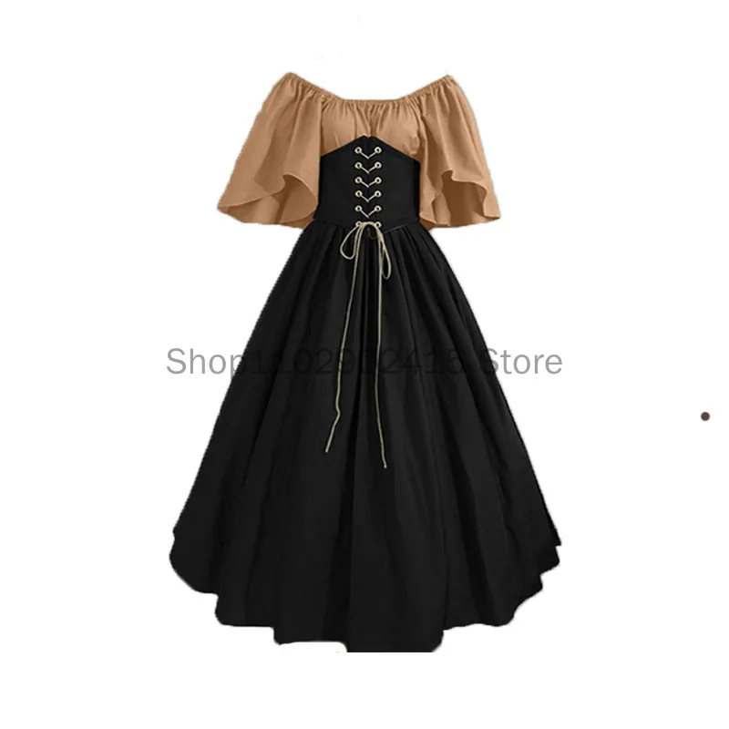 Chemise Corset Dress Renaissance Costume Fairy Elf Costume Halloween Women Medieval Gown Robe Puff Sleeves Elven For Adult 5XL