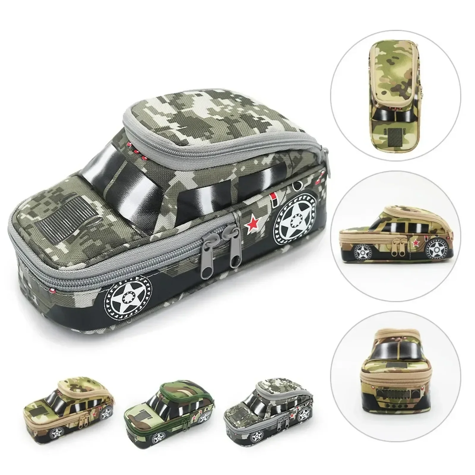 Pencil Case Camouflage Off-road Vehicle Pouch Bag For Boys Children Double Zipper School Stationery Cases pencil cases pen storage bag pencil holder