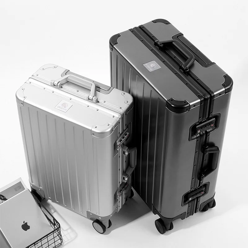 All-Aluminum Magnesium Alloy Luggage Men's and Women's  Aluminum Frame Universal Wheel Trolley Case  Boarding Travel  Suitcase