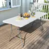 Foldable Table 6ft  Plastic Folding Table  Portable Heavy Duty Dining Table with Lock Function  Carrying Handle  Outdoor Indoor 1