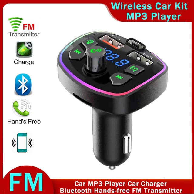 Lecteur MP3 de voiture avec chargeur Bluetooth, transmetteur FM mains  libres, carte enfichable multifonction, diffusion vocale