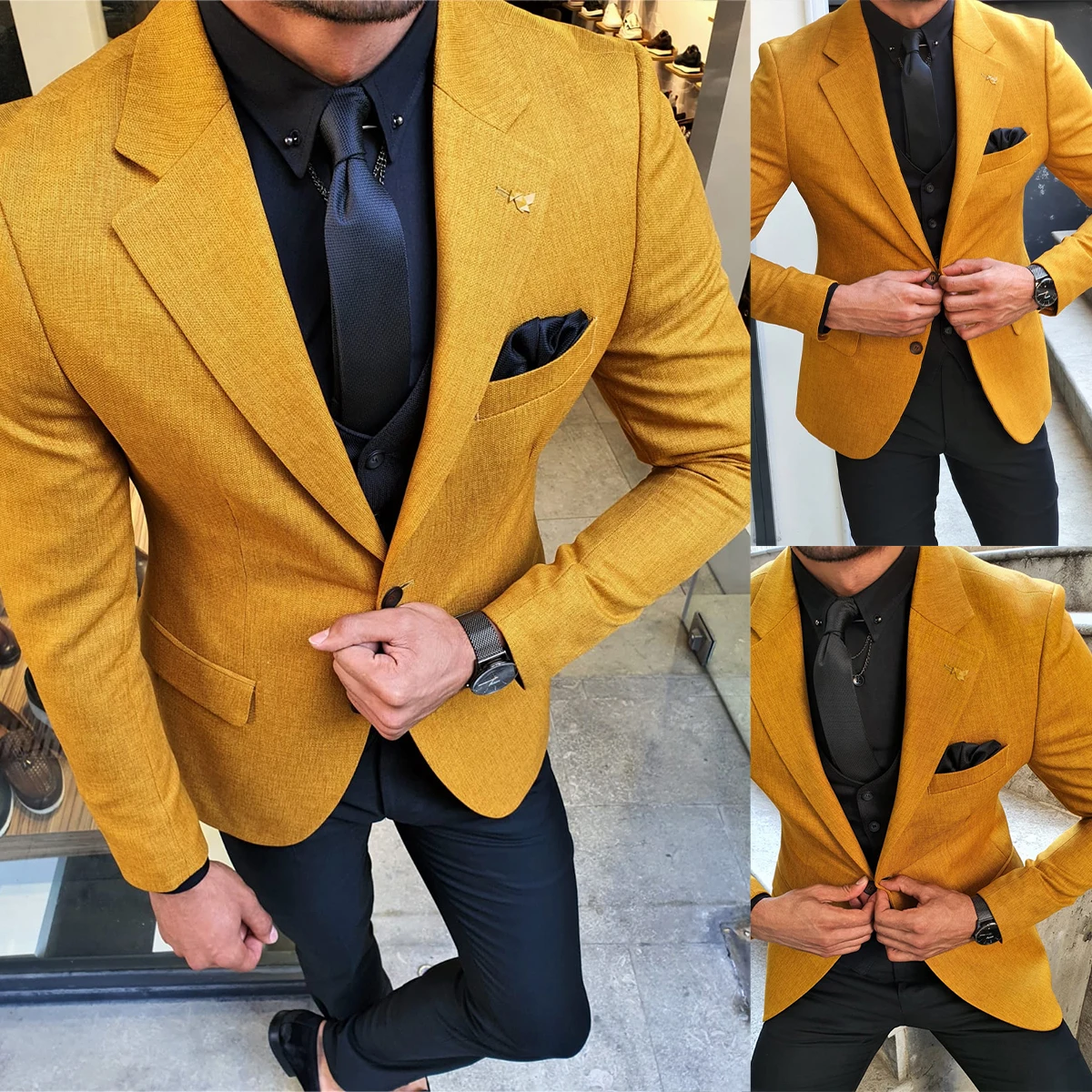 Causal Men Suits Tuxedo Handsome Peaked Lapel Single Breasted 1 Pieces Blazers Size Prom Party Occasion