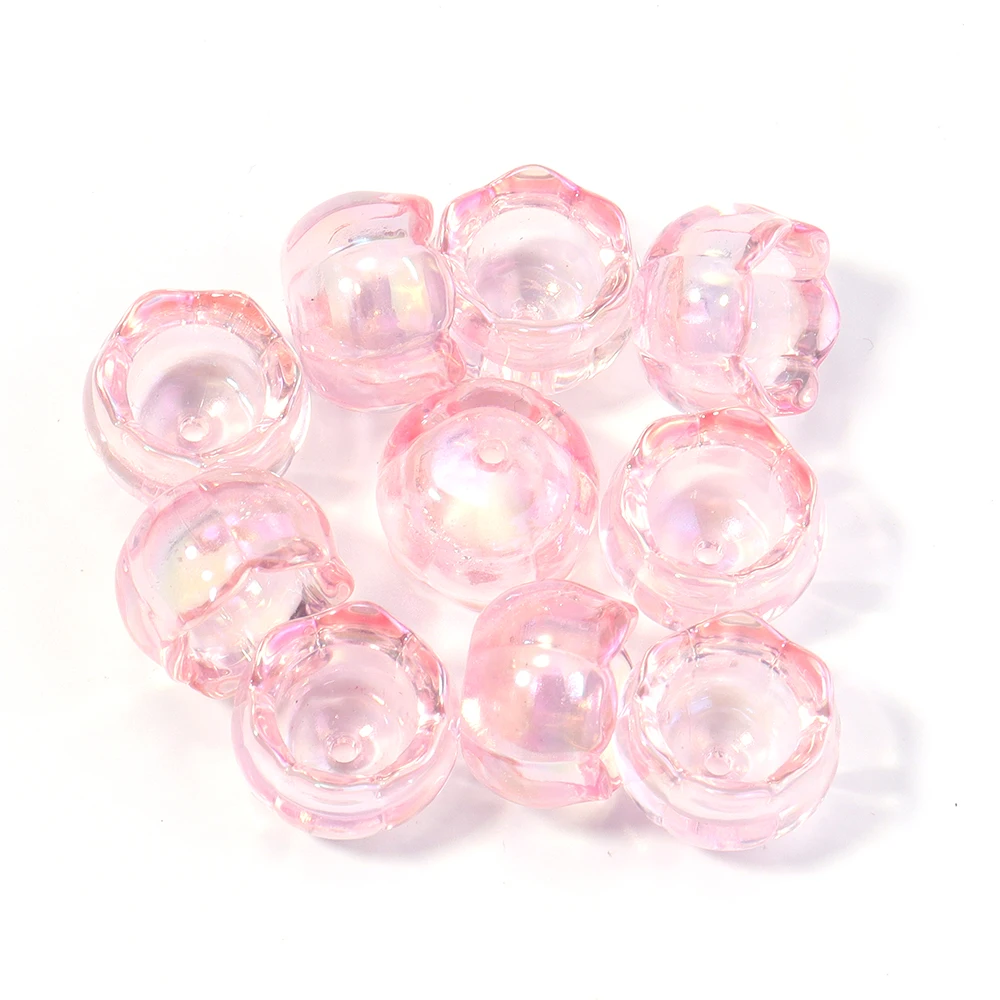 Elegant Lily of the Valley Transparent Acrylic Flower Beads - Set of 10