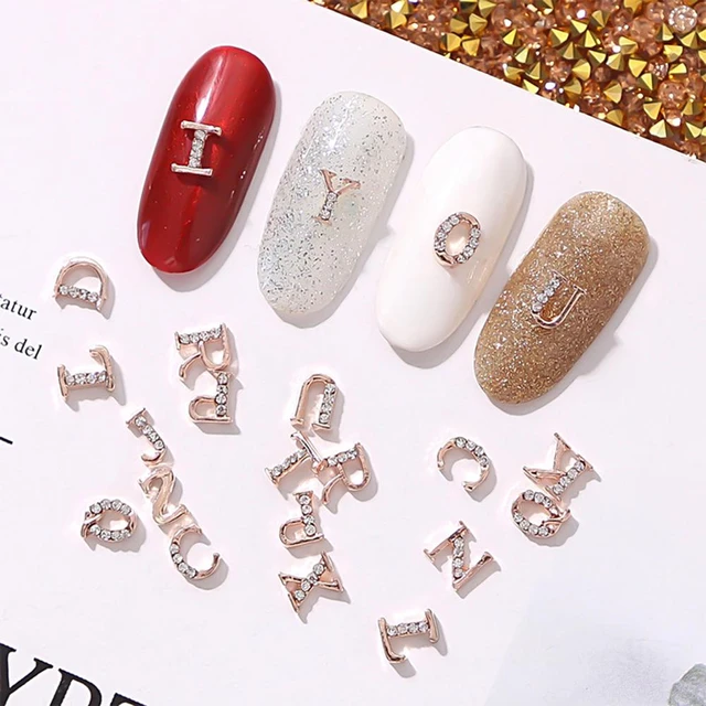 Alphabet Rhinestone Letters Charms  Letter Rhinestone Charms Nails - 10pcs  3d Nail - Aliexpress