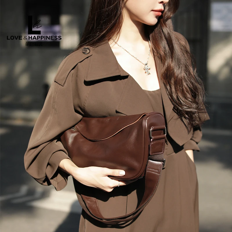 Real Cow Leather High Quality Crossbody Bag for Women Shoulder Bag Top Layer Cowhide Ladies Vintage Fashion Crossbody Handbag