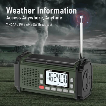 PRUNUS 924 10000mAh Hand Crank Radio, AAA Batteries Powered Emergency Radio Solar, NOAA Weather Radio AM/FM/SW Power Bank Light 2
