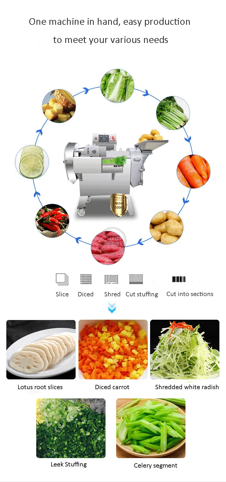 Rlfc306 Automatic Commercial Vegetable Cutting Machine Auto Industrial