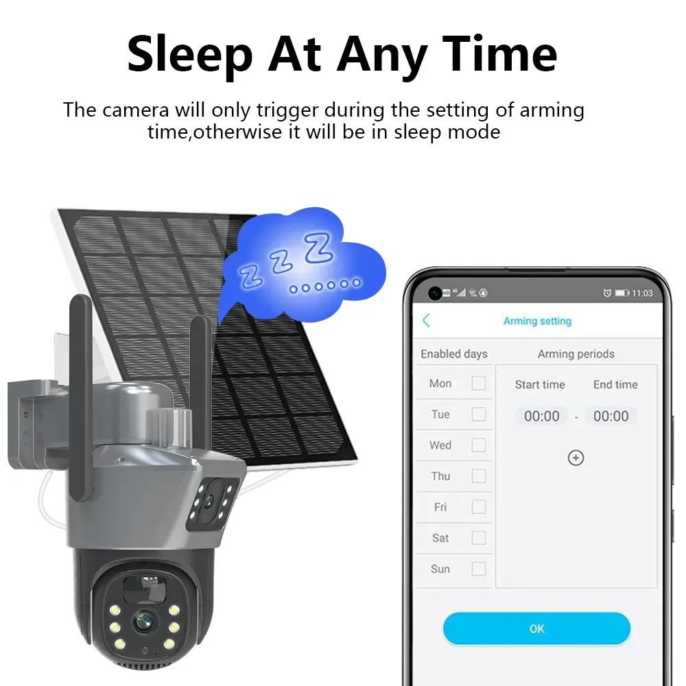 Solar-Kamera 4K 8MP WLAN Dual-Objektiv PTZ 4G 270 ° Dual-Screen PIR Menschenerkennungs-Außenüberwachungskamera mit CCTV-Funktion – Detail 14