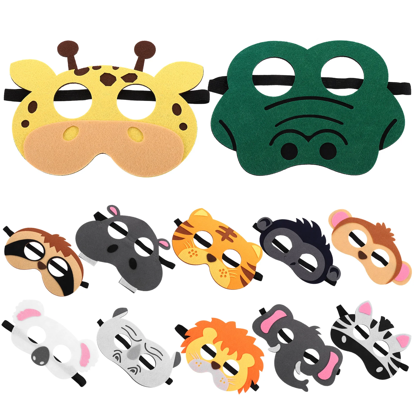 12 Pcs Halloween Children's Felt Mask Small Animal Cartoon Animation Literary Makeup Eye (animal/set) Cute Funny Masks