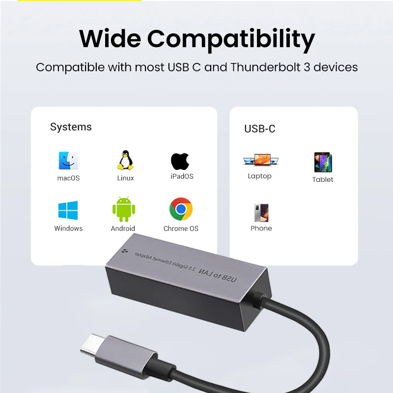 2500Mbps USB Ethernet Adapter 2.5G USB3.0 Network Card Thunderbolt 3 Lan Interne