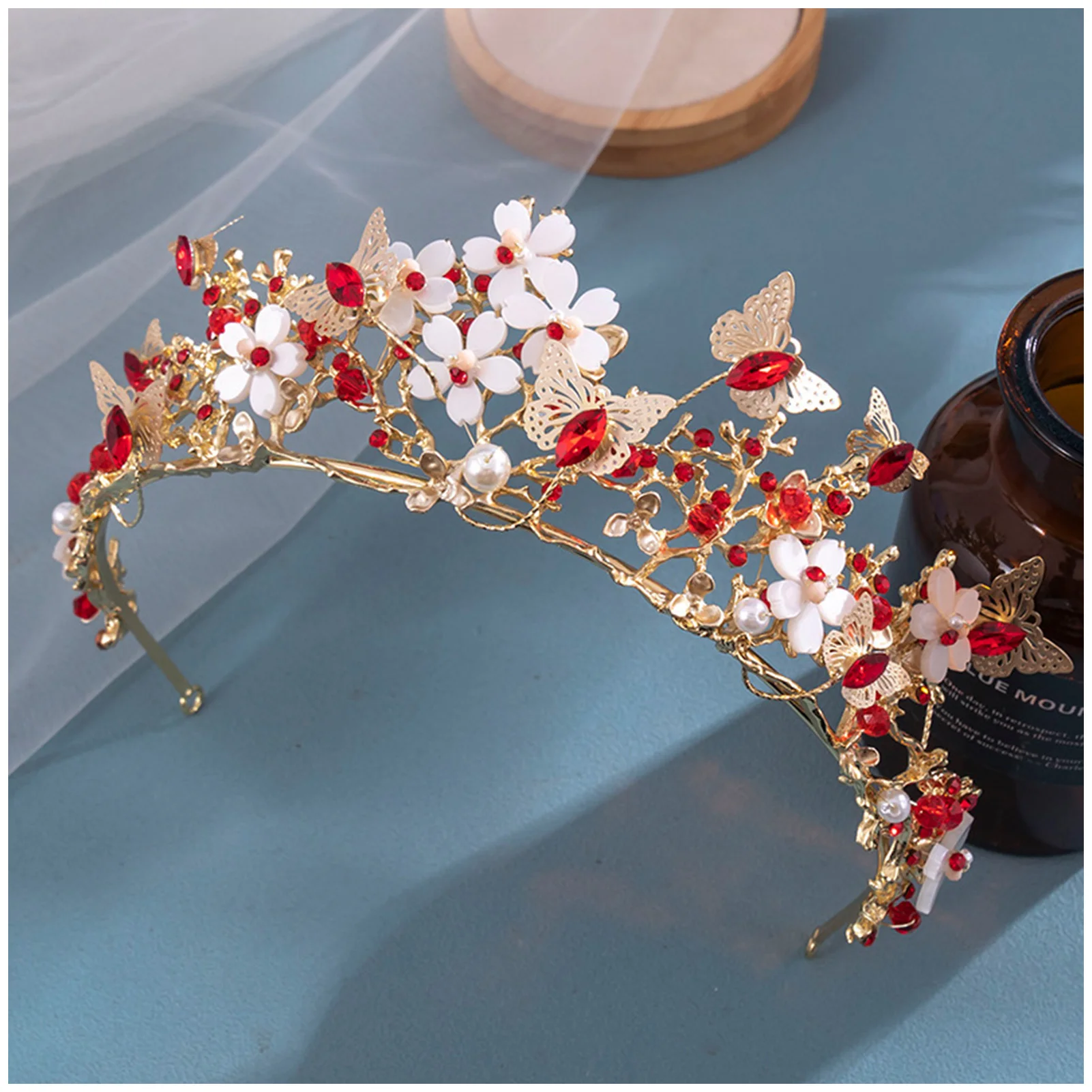 Butterfly Headbands Purple Crystal Luxury Crown Bridal Tiara Princess Women Bride Headdress Wedding Hair Jewelry Accessories